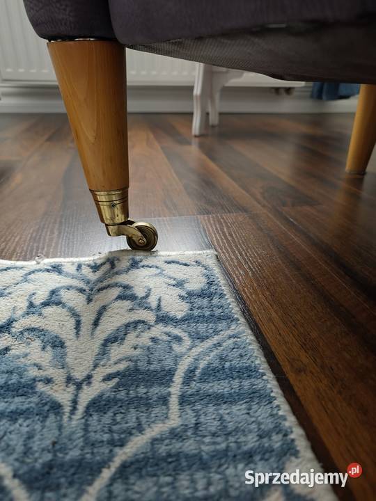 Fotel niebieski skórzany na kółkach dolnośląskie Legnica