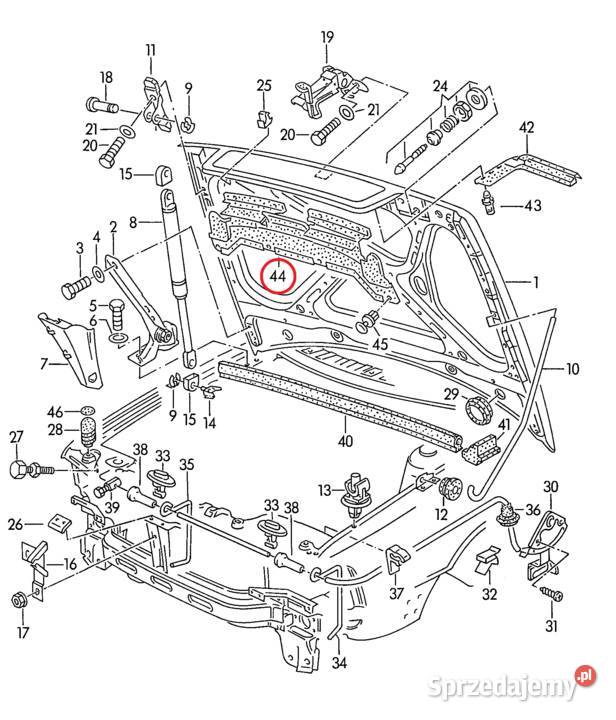 Audi 80 B4 26 28 Cabrio Nakładka Osłona maski elementy wygłuszające Dębica
