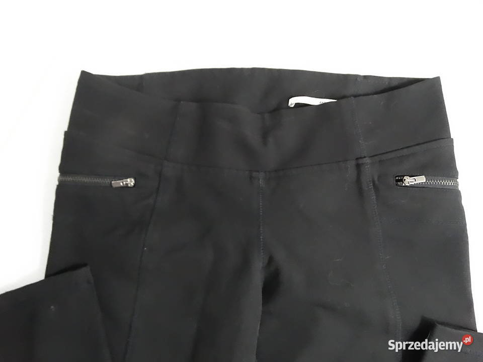 Czarny Legginsy Spodnie Zara Woman Slim Fit
