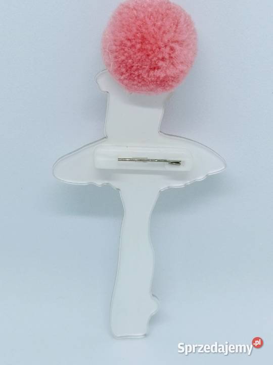 Oryginalna akrylowa broszka róż pompon anime Kołobrzeg