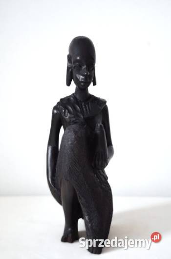 Figurka rzeźba afrykańska z hebanu Masajka czarny