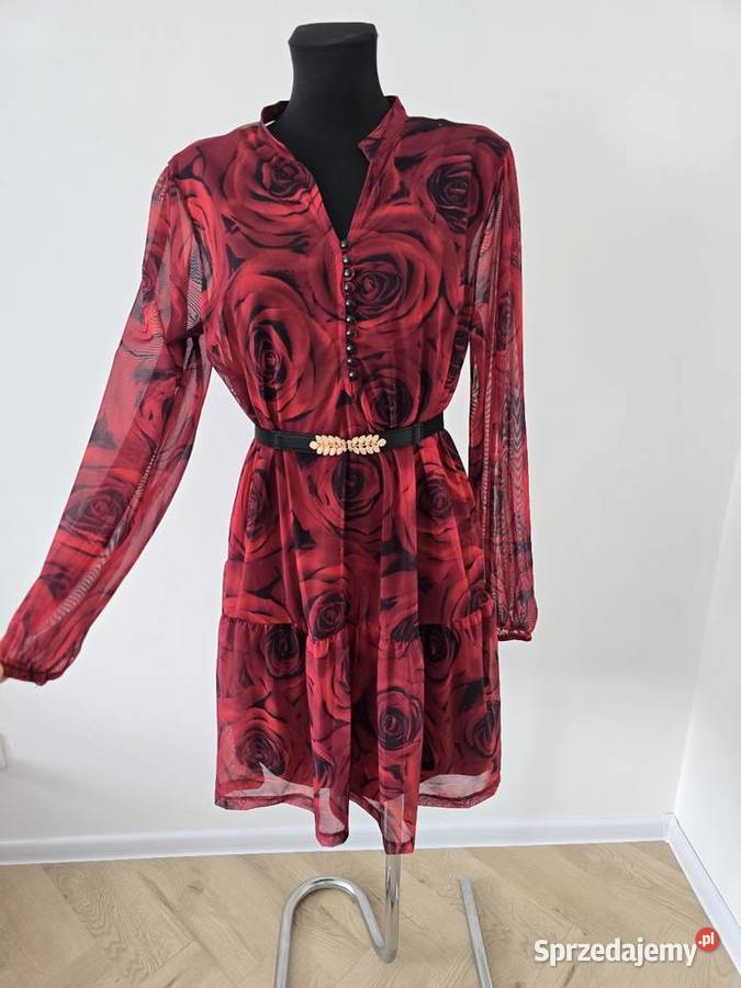 Sukienka z siatki print Róże sprzedam