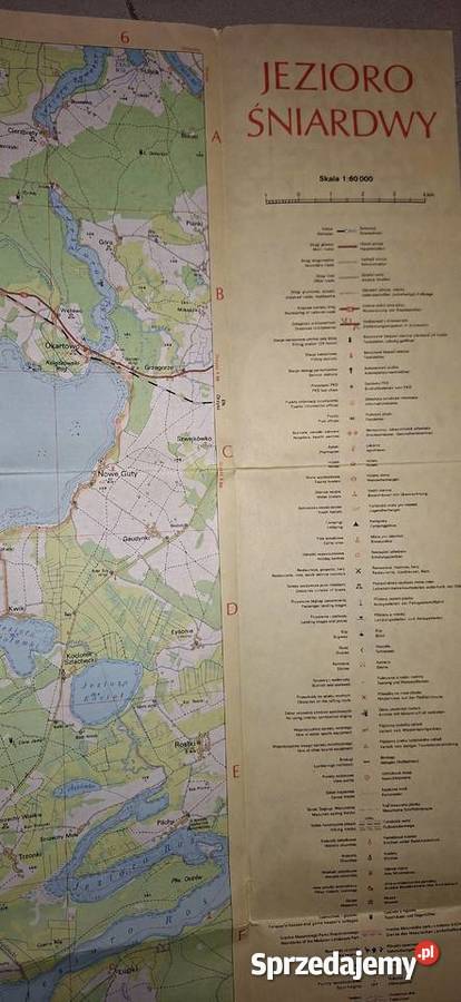 Unikatowa Mapa Jezioro Śniardwy 1987 r wielkopolskie Kalisz