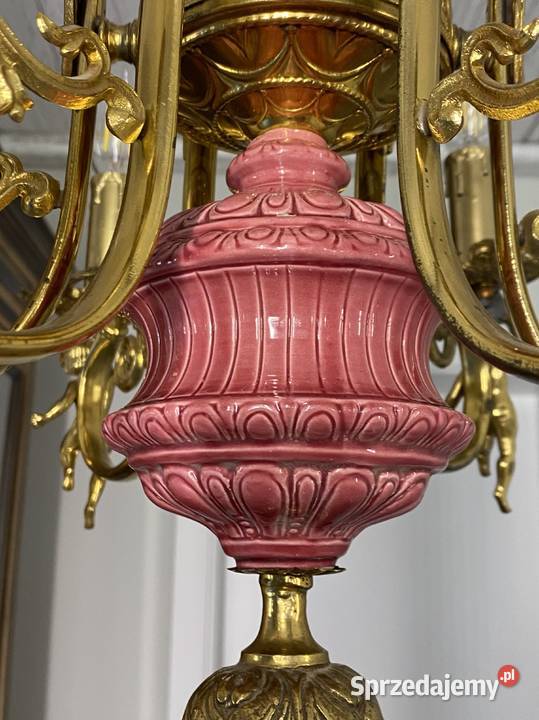 Francuski Żyrandol 16 mosiądz porcelana 6ram Warszawa sprzedam