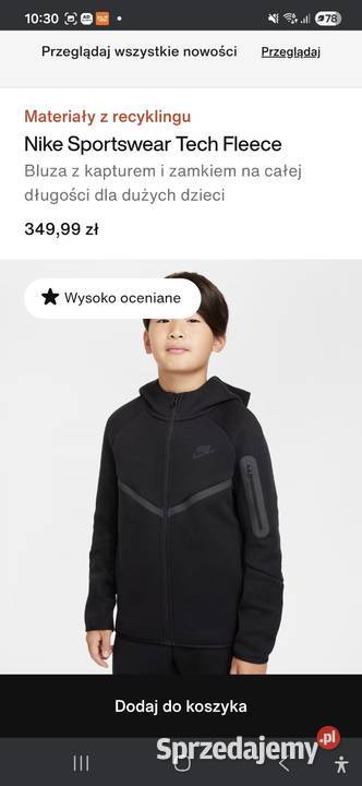 Oryginalna Bluza Nike Tech Fleece Junior Rozmiar dolnośląskie Wrocław sprzedam