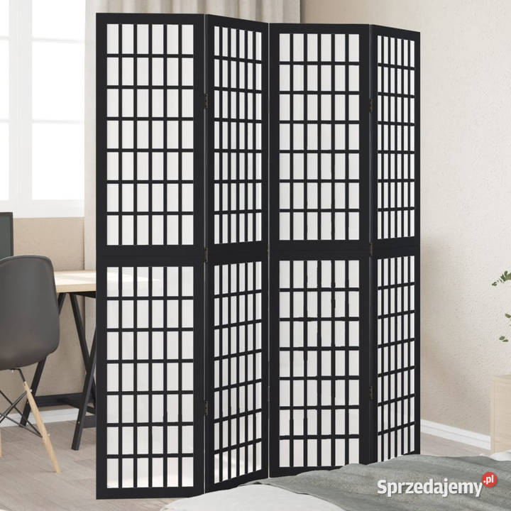 Parawan pokojowy 4panelowy czarny lite drewno Warszawa