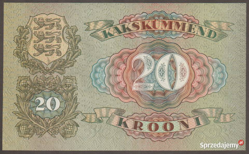 ESTONIA 20 KORON 1932 STAN BANKOWY UNC łódzkie
