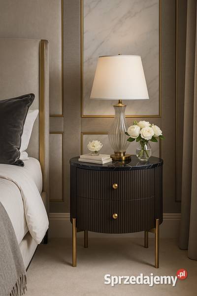 Stolik nocny glamour Omega z czarnym marmurem 60 Nocne Golkowice sprzedam