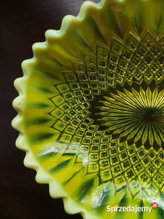 Szkło uranowe George Davidson talerz miska 1895r małopolskie Kraków