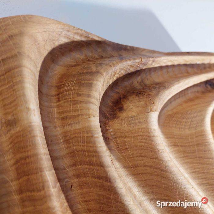 Płaskorzeźba dębowa fale 3D olejowana dekoracja Malechowo