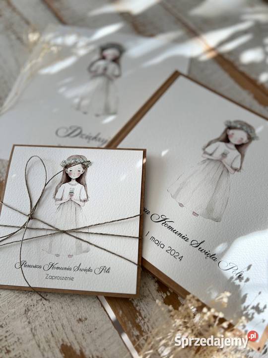 Zaproszenia na komunie dziewczynki ręcznie pomorskie Gdańsk sprzedam