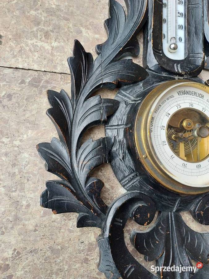 Stary secesyjny barometr termometr stacja pogody pomorskie Tczew