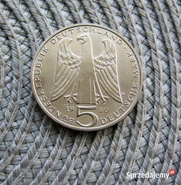 Niemcy 5 Marek 1980r Mennicza z połyskiem Kalisz
