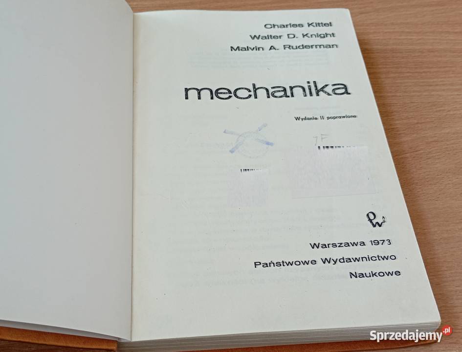 Mechanika Kittel Knigh Ruderman Berkeley physics Rok wydania 1973 Gdańsk