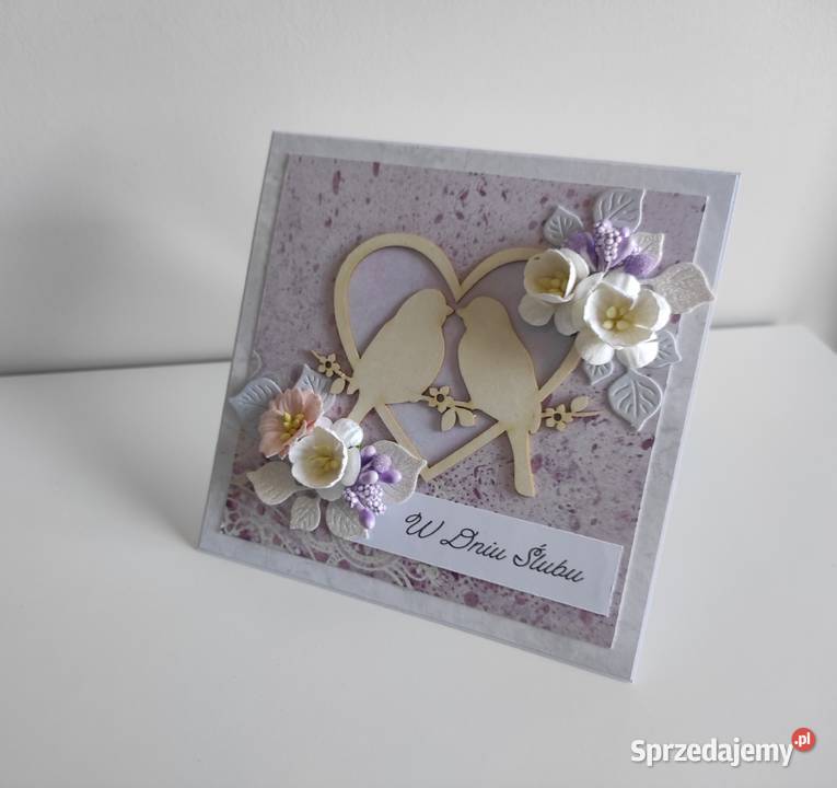 Kartka ręcznie robiona na ślub z pudełeczkiem Łódź