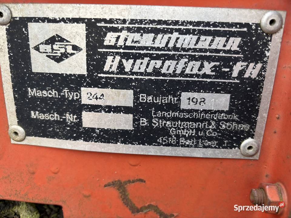 Wycinak do kiszonek straugmann hydrafox fh nieuszkodzony Załusin