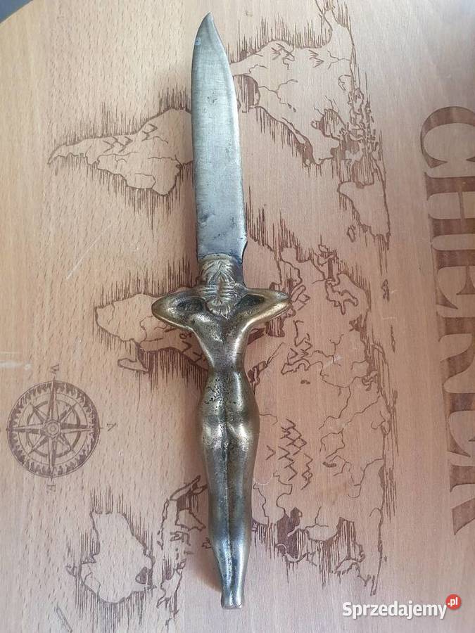 Stary nóż do otwierania kopert papieru naga dama Solnica