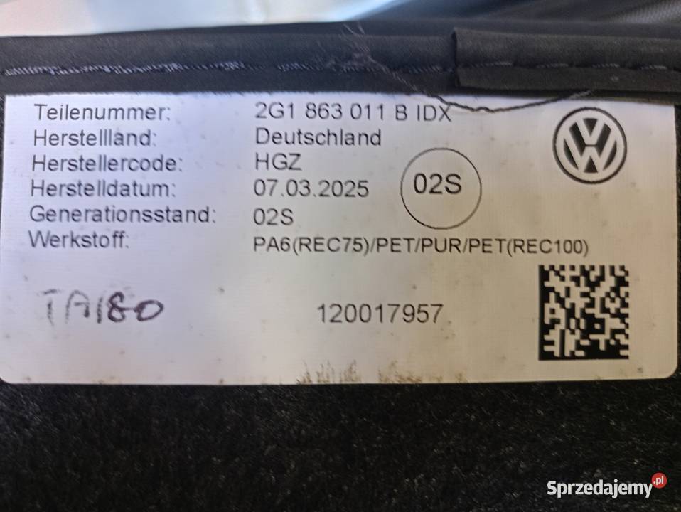 Dywaniki oryginalne Volkswagen Taigo 2025 welur Akcesoria samochodowe Góra Kalwaria sprzedam