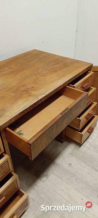 biurko art deco stare drewniane dwustronne