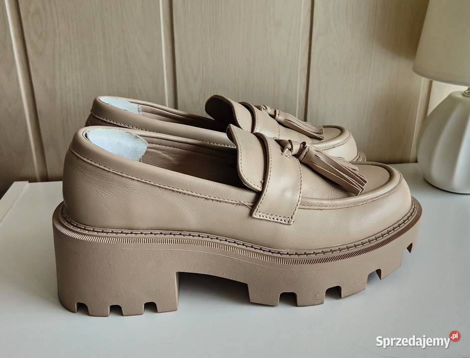 Buty Reserved 39 beżowe skóra loafersy mokasyny Półbuty Szczecin