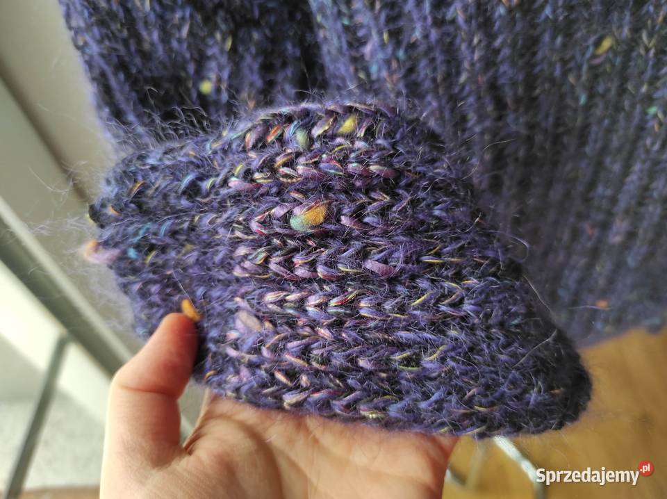 Gruby mięsisty sweter dzianinowy 44 XXL fiolet mazowieckie Płock