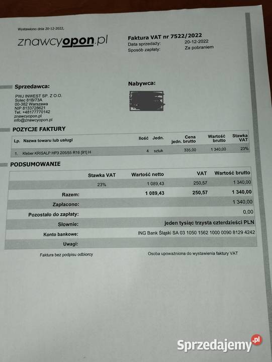 Komplet kół zimowych 2055516 5112 Mercedes Samochodowe śląskie