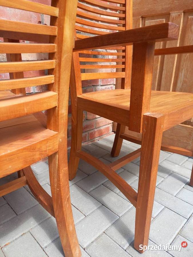 Krzesła tekowe drewniane 2 Fotele kolonialne 104cm zachodniopomorskie Gawroniec sprzedam