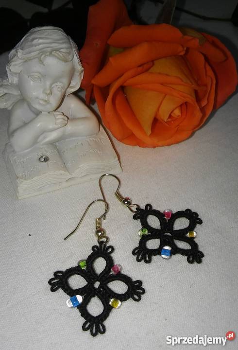 Kolczyki Frywolitkowe Wiśniowa