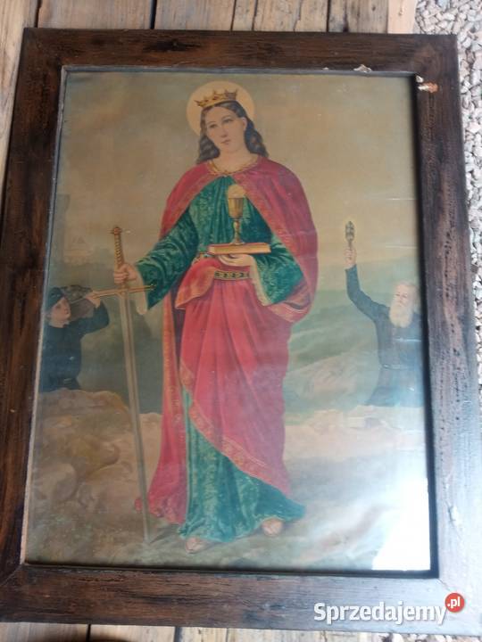 Święty obraz oleodruk Sw Barbara małopolskie Gdów