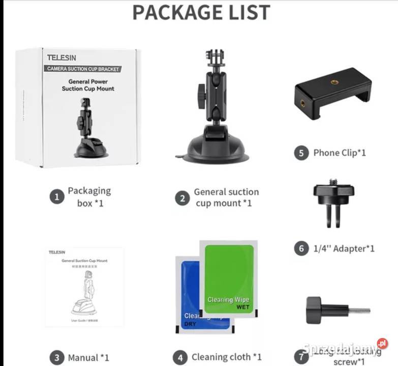 Uchwyt samochodowy przyssawka do GoPro na dolnośląskie Wrocław sprzedam