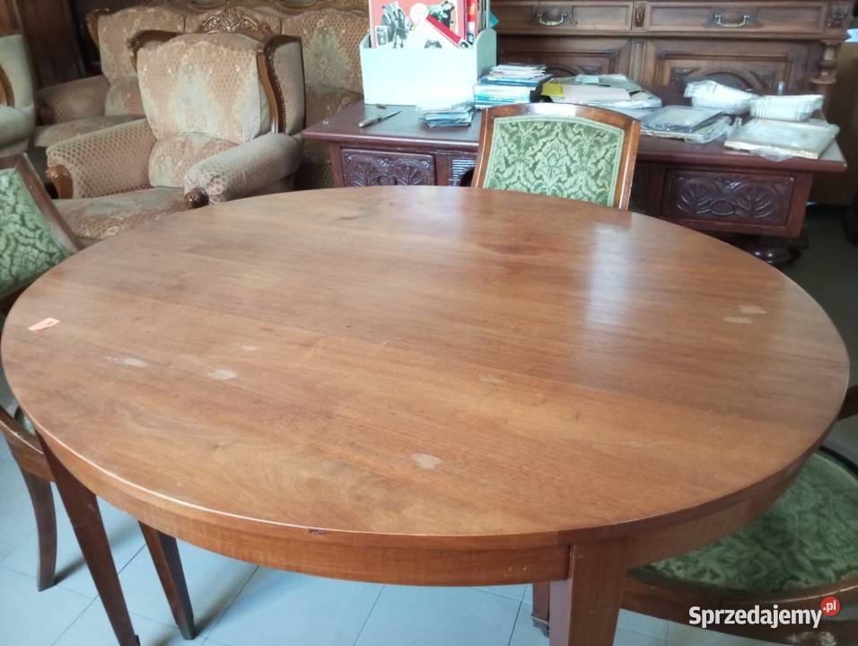 Owalny stół art deco secesja Wilcza Wola