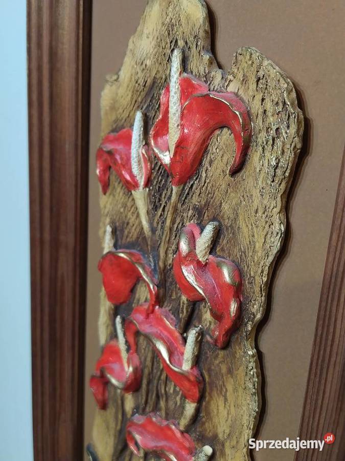 Obrazek obraz malowany gipsowy kwiaty florystyka Kraków