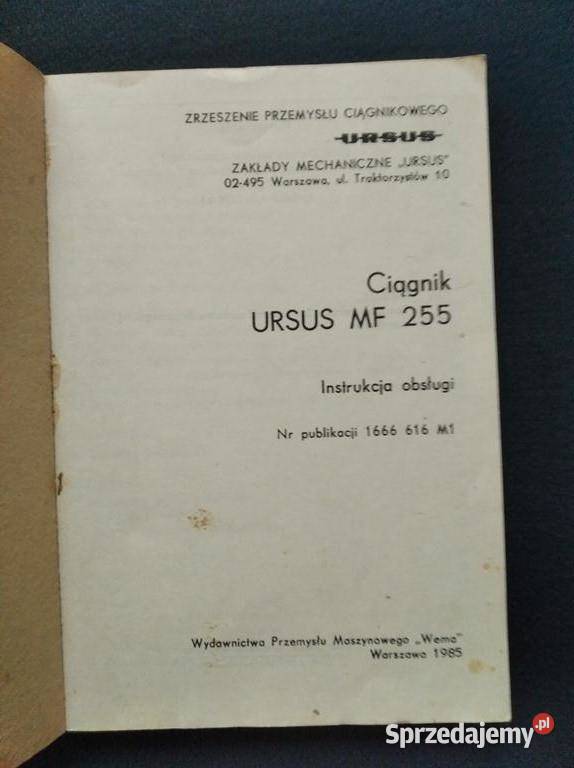 Instrukcja obsługi MF 255 oryginał Lublin