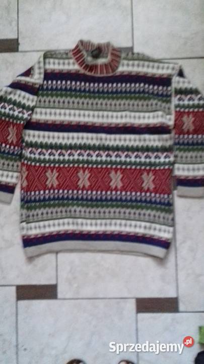 sweter damski kolorowy acrylwełna biały