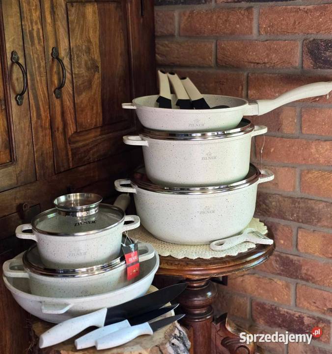 Garnki zilner 21 el biały marmur zachodniopomorskie Szczecin