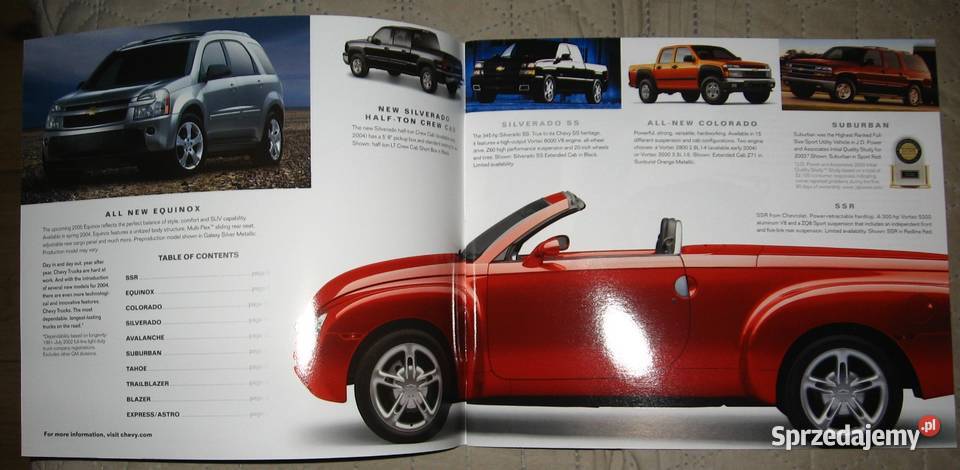 Chevrolet Trucks 2003 prospekt katalog Kolekcje