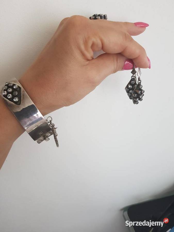 Komplet oksydowane srebro cyrkonie Kraków