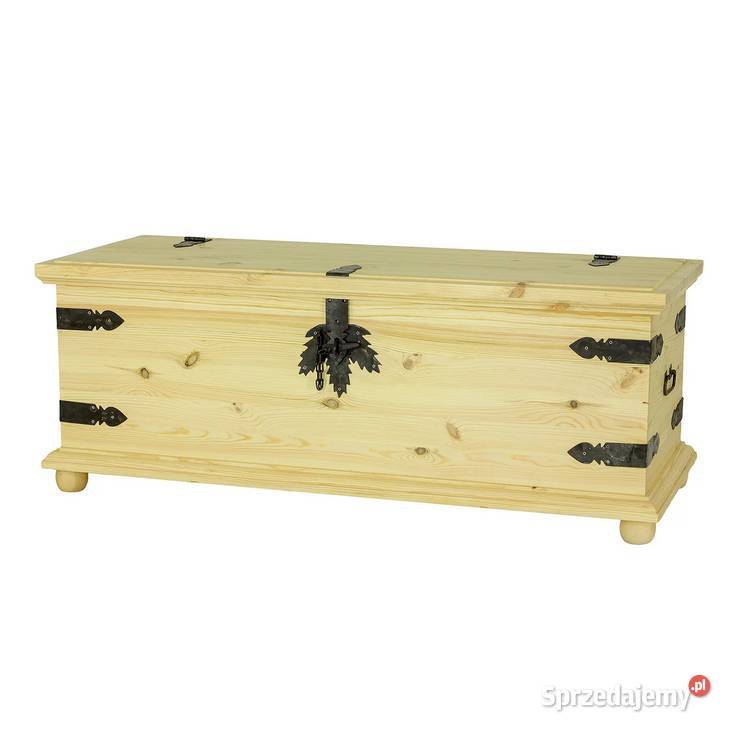Rustykalna skrzynia kufer z litego drewana do