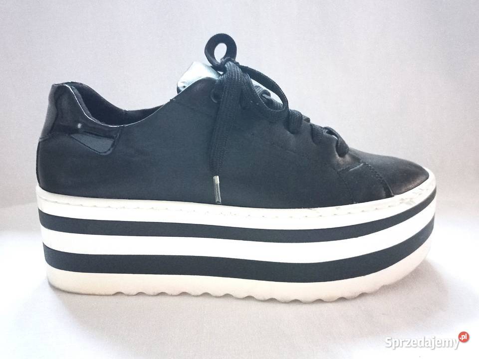 Buty PLATFORMA Damskie czarne białe r 40 stan Białystok