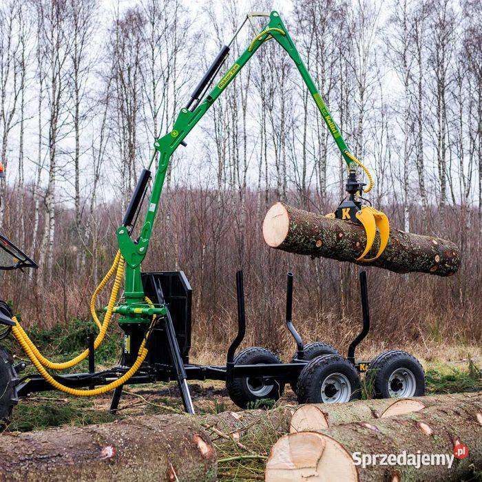 Przyczepa leśna 6 ton z żurawiem 47 m Zabrze