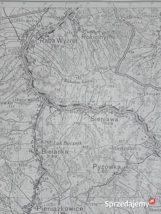 Mapa niemiecka Raba Wyżna i Gdów