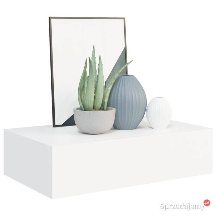 Półka ścienna z szufladą biała 40 x 235 x 10 MDF Warszawa