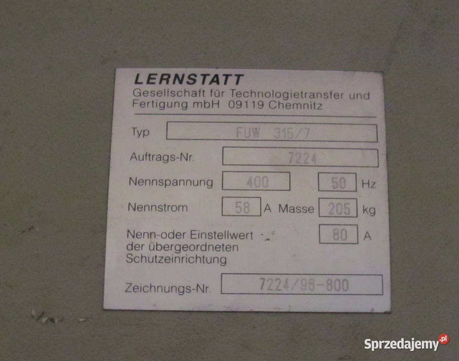 Frezarka CNC Lernstatt FUW 3157 Żmigród sprzedam
