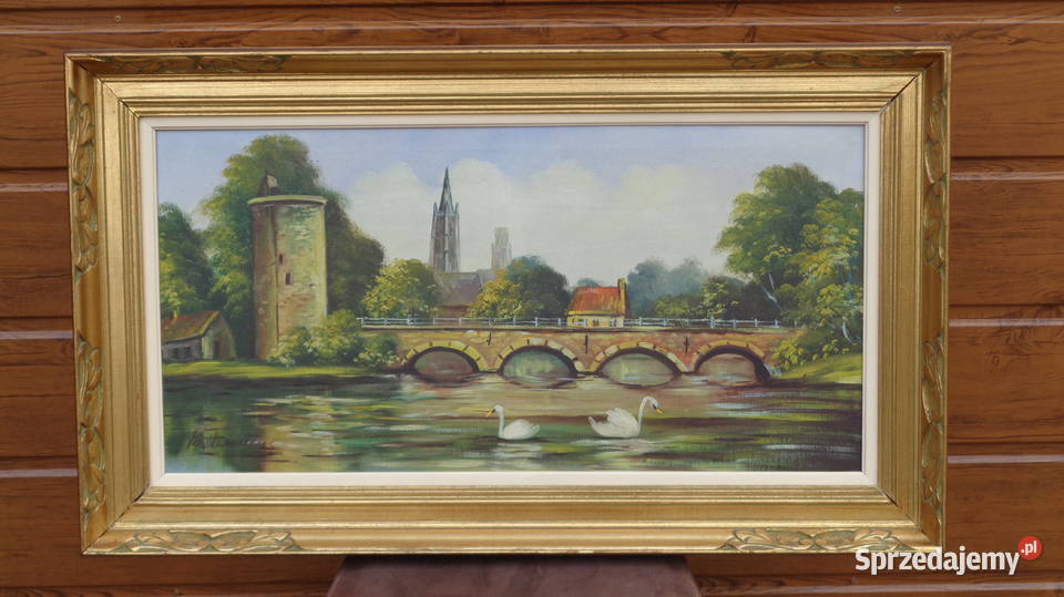 obraz olejny na płótnie ładna rama wielkopolskie Mielnica Duża