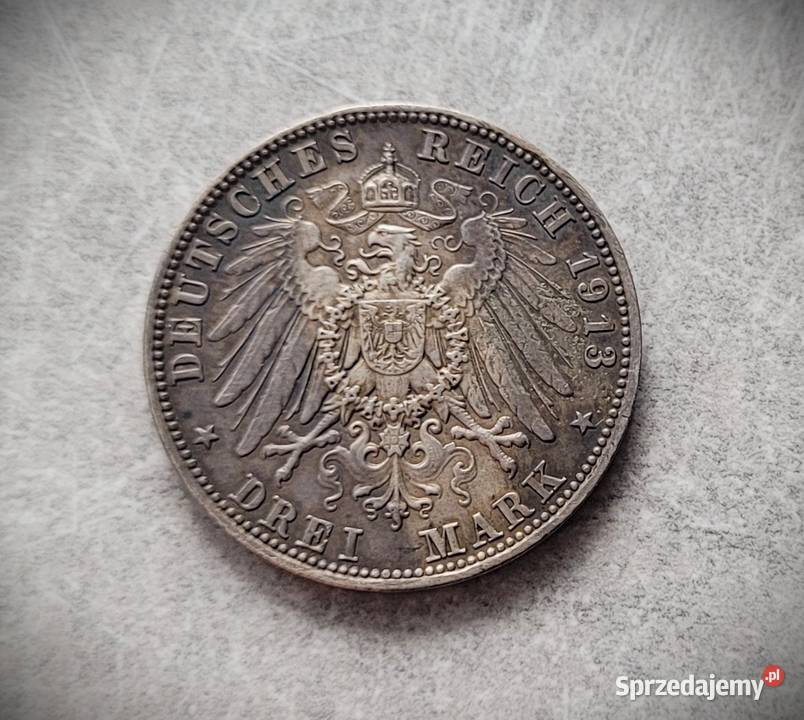 J8 NIEMCY CESARSTWO srebro 3 Marki 1913 Otto Łask