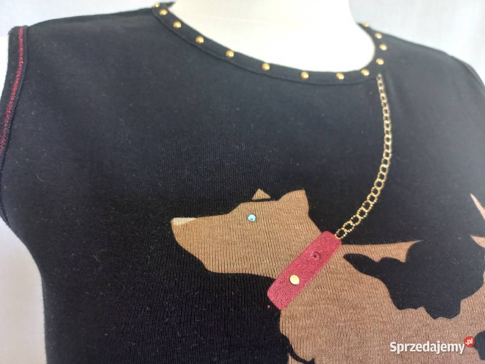 Bluzka sweterkowa Czarna damska PIESek r 38 NOWA bez rękawa