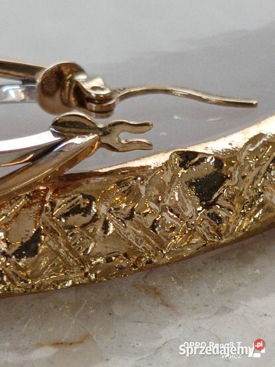 Złote Nowe kolczyki owalne podwójne wys26mmpr333 Kolczyki Wałcz