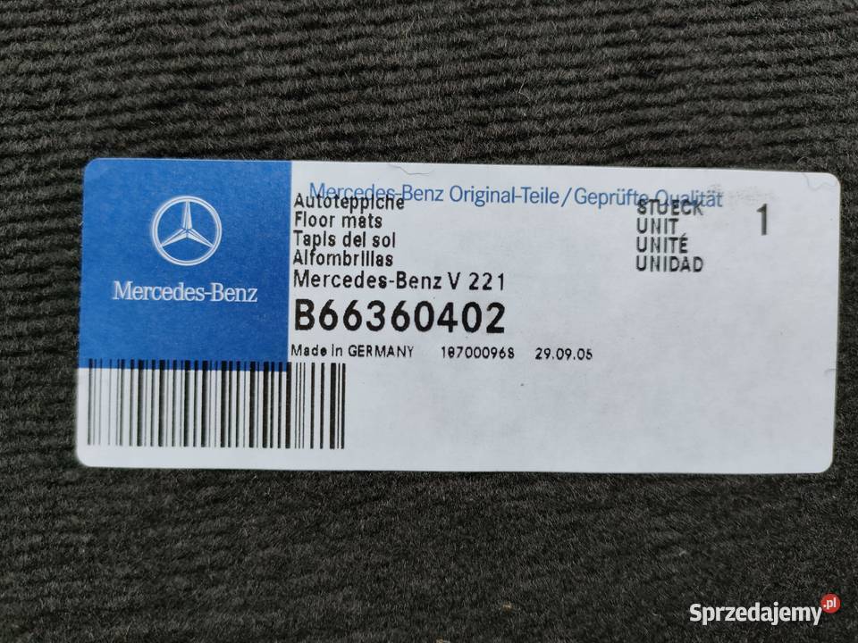 Oryginalne dywaniki rypsowe Mercedes W221 Long Bolewice