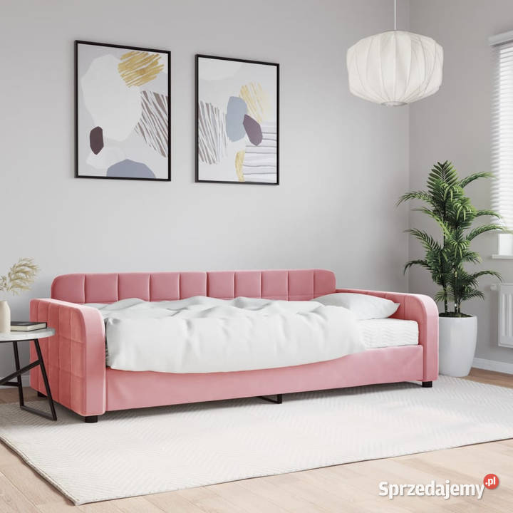 Sofa z materacem do spania różowa aksamit 90x200 Warszawa sprzedam