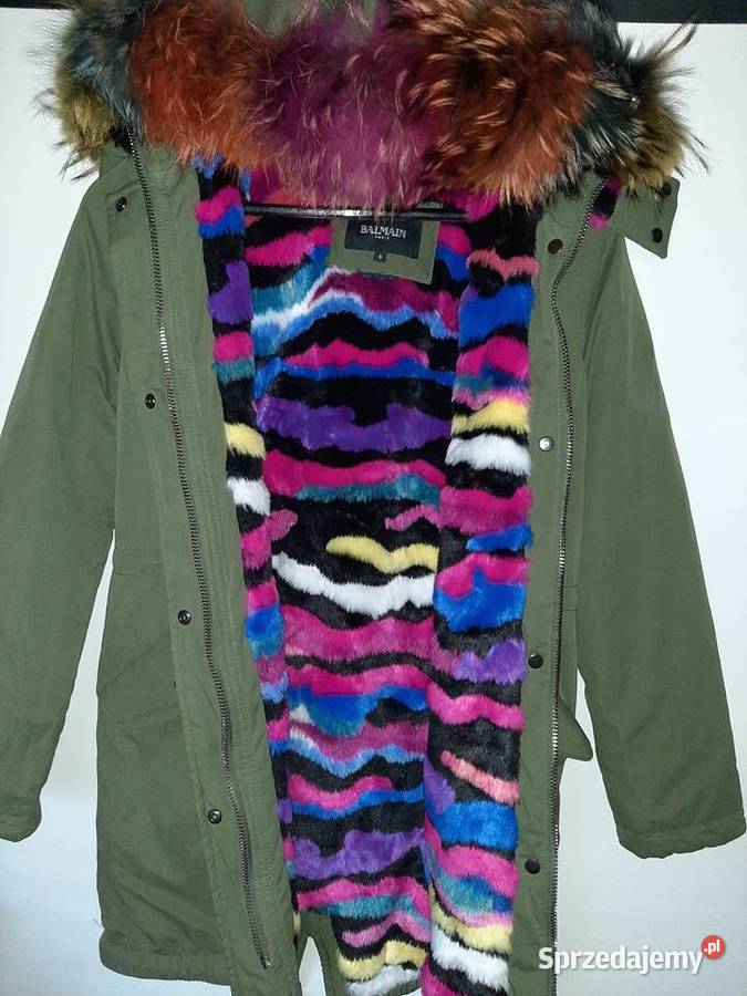 BALMAIN Paris parka zielony śląskie Sosnowiec